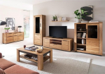 Living Room Furniture Set Partially Solid Oak 6 Pieces 1 Display Cabinet 1 Wall Shelf 1 Lowboard 1 Highboard 1 Coffee Table 1 Sideboard