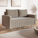 Leo 2-kohaline diivanvoodi 160cm lai Beež sametist taskujoonega vedru (H3) ilma diivanita