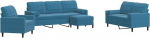 4-TLG. Sofagarnitur mit Kissen und Nackenrollen Blau Samt Model3278390