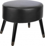 FIRST HILL FHW Black Faux Leather Elliptical Ottoman