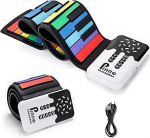 49 klahvi Roll Up kokkupandav klaver algajatele, Rainbow elektroonilised klaviatuurid 8 tooni 6 demoga, laetav silikoonist mini klaver koos salvestusmonitori režiimiga