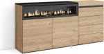 Skraut Home Sideboard, sahtlikapp, hoiukapp, 157 x 75 x 35 cm, magamistuppa, tuppa, elektriline kamin, sahtlitega kapp, kaasaegne stiil, tammepuust
