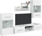 Wohnzimmerm&ouml;bel-Set, TV-Wandeinheit, modernes Wohnzimmerm&ouml;bel mit LED-Beleuchtung, valge