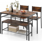 GIANTEX s&ouml;&ouml;gilaud koos 2 tooli ja pingiga, k&ouml;&ouml;gilaud, s&ouml;&ouml;gilaud koos riiuliga, t&ouml;&ouml;stuslik s&ouml;&ouml;gikomplekt puidust ja metallist, s&ouml;&ouml;gitoa grupi istumiskomplekt, s&ouml;&ouml;gitoa lauakomplekt 4 inimesele