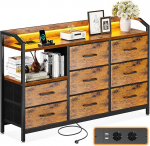 ODK sahtlitega kapp, sahtlikapp LED valgusribadega, 10 reguleeritavat v&auml;rvi ja 2 USB ja 2 AC pesa, 8 riidest sahtlit, elutuba, magamistuba, kapp, 110 x 30 x 88