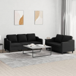 Gecheer 2-TLG. Sofagarnitur mit Kissen Schwarz Stoff, Moderne Couch Polstersofa f&uuml;r Wohnzimmer Schlafzimmer Spielzimmer3201838