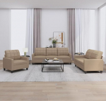 Gecheer 3-osaline diivanikomplekt koos padjadega Cappuccino pruun kunstnahast moodne diivan polsterdatud diivan elutuppa magamistuppa m&auml;ngutuppa 3201342