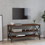 Homgoday TV Schrank Braun Eiche 100x40x50 cm Holzwerkstoff Entertainment Center Schrank TV-Schrank HiFi-Schrank Stereoschrank TV-Schrank Wohnzimmerm&ouml;bel Home Indoor Aufbewahrungstruhe 715