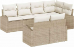 Rantry 7-teiliges Garten Sofa Set mit Kissen Beige Poly Rattan Gartenlounge Model3346081