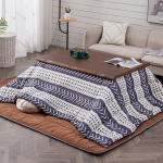 WOTZOV 120 cm Winterheiztisch im japanischen Futon-Stil, 4-teilig, quadratische, doppellagige Tischplatte f&uuml;r das Wohnzimmer im Winter，Bluea120*80 * 45cm