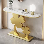 Diodceraic kaasaegne konsool diivani taha, luksuslik veranda laud paksendatud t&ouml;&ouml;pinnaga ja metallist alusega esikusse ja elutuppa (kuldne A, 150 x 30 x 80 cm)