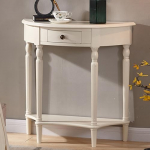 Generisch Schlanker Konsolentisch f&uuml;r Flur, Ablage hinter dem Sofa, Marmor-Spiegel-Display, moderner Eingangstisch, Holzkonsole - Halbrunder Eingangstisch mit Schublade und Ablage f&uuml;r Wohnzimmer