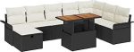 Rantry 9-osaline aiasohva komplekt koos pehmendusega Must pol&uuml; rotangist aiasaal Model3359925