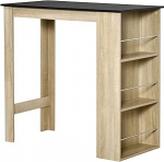 HOMCOM Baarilaud K&otilde;rge k&ouml;&ouml;gilaud Baarilaud Counter ABM. 112L x 57L x 106H cm - 3 riiulit - hele tamme v&auml;limusega must