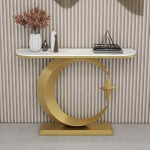 Schmaler Konsolentisch - Geometrischer Konsolentisch mit Metallgestell, stilvolles Akzentm&ouml;belst&uuml;ck f&uuml;r Wohnzimmer, Foyer, Flur und kleine R&auml;ume