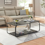 [en.casa] Kolta kohvilaud 120 x 60 x 43 cm Marmorne v&auml;limus Must diivanilaud alumise riiuliga Elutoa laud koos panipaigaga
