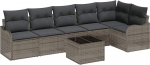 6-Teiliges Garten Sofa Set mit Kissen Schwarz Poly Rattan, 2-Sitzer Garten Sofa mit Kissen Grau Poly Rattan Gartenlounge Model3345729