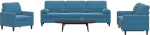 Gecheer 3-TLG. Sofagarnitur Polstersofa Loungesofa Diivan G&auml;stesofa Sessel Diivan Stoffsofa Diivan Wohnzimmersofa Couchgarnitur Sitzm&ouml;bel mit Kissen und Nackenrollen Blau Samt3278460