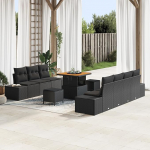 Gartensofa-Set mit Kissen 10 tk Schwarz Poly-Rattan Gartenm&ouml;bel Model3362744
