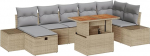 8-teiliges Garten Sofaset mit Kissen Beiges Poly Rattan Gartenlounge Model3360060