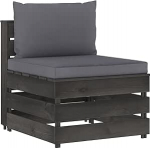 Gecheer Modulares Mittelsofa mit Kissen Grau Impr&auml;gniertes Holz, Moderne Couch Polstersofa f&uuml;r Wohnzimmer Schlafzimmer Spielzimmer3068120