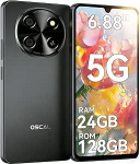 OSCAL Tiger 8 AI nutitelefon 5G ilma lepinguta, Android 15 mobiiltelefon, 6,88-tolline HD 120Hz Ultra Thin nutitelefonid, 24GB + 128GB / 2TB TF, Octa Core, 5000mAh ja 18W, 16MP + 8MP, Dual 5G SIM, NFC, Face