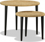 Coffee Table Set 2-Piece Natural Jute Living Room Table Coffee Table