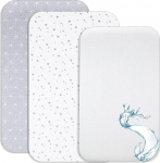 Lovely Hippo 2 x Fitted Sheets 80 x 160 cm 100% Cotton + 1 x Mattress Protector 100% Waterproof Material - Set 3X - Oeko-Tex Certificate (Zodiac Sign, Grey, 80 x 160 cm)