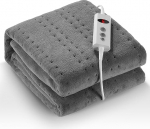 Termiline voodi all 150 x 80 cm, elektriline voodisoojendaja 10 temperatuuri seadistusega ja 1-9 tunnise automaatse v&auml;ljal&uuml;litusega, lihtne kinnitada voodile ja madratsile, masinpestav (helehall)