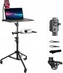 Projektori statiiv ratastega, tahvelarvuti p&otilde;randaplatvorm elastse rihma ja &uuml;he p&otilde;randaplatvormi reguleeritava k&otilde;rgusega 60 cm kuni 120 cm, mitmek&uuml;lgne projektori statiiv statiiviga statiiv