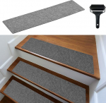 cocofy Stair Treads Mats Modern Set of 15, 75 x 20 cm Large Felt Self-Adhesive Stair Mats Indoor 15 Pieces Carpet Stair Treads Stair Carpet Self-Adhesive Stairs Carpet Stair Carpet Stair Carpet Grey