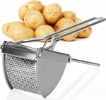 com-four&reg; Potato Ricer Made of Stainless Steel, Dishwasher Safe, Spaetzle Press, Spaghetti Ice Cream Press, Potato Masher (Stainless Steel, Ergonomic Handle)
