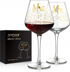 Joeyan 520 ml h&auml;rra ja proua veiniklaasid paaridele, kingitus s&otilde;brap&auml;evaks, kihluseks, aastap&auml;evaks, pulmakingitus noorpaarile, suupuhutud kristallpunased veiniklaasid kuldse kaunistusega, komplekt