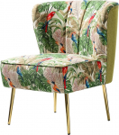 HULALA HOME Dining Room Chairs, Modern Upholstered Kitchen Chairs without Armrests, Dining Room Chairs with Golden Metal Legs, Flower Pattern for Dining Room, Living Room, Bedroom, 66W x 76D x 79H,