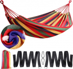 ZUSFUT Hammock | Breathable Cotton 210 x 150 cm Hammock | 200 kg Load Capacity Hammock Outdoor | 2 x Premium Carabiners / 2 x Nylon Loops Included / Carry Bag | Hammock Camping
