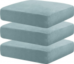 MAXIJIN Velvet Stretch Seat Cushion Cover, Couch Cushion Cover for Single Cushions, Sofa Seat Cushion, Protective Covers with Elastic Base (3 Pieces XL Sofa Cushion Covers, Dusty Blue)