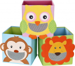 SONGMICS RFB01KU Set of 3, Toy Boxes, Toy Organiser, Foldable Cube for Children's Room, Baby Room 27 x 27 x 27 cm Animal Motifs Colourful RFB01KU