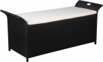 VidaXL Banc de rangement R&eacute;sine tress&eacute;e 138x50x60 cm Noir /Blanc cr&egrave;me