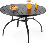 VEVOR terrassilaua aialaua r&otilde;dulaua (1200 x 725 mm) s&uuml;sinikterasest &uuml;mmargune s&ouml;&ouml;gilaud &otilde;uealale hoovis aias veranda veekindel 38mm vihmavarju auguga 68kg kandev&otilde;ime mustaga