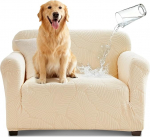 Tokokimo tugitoolide katted, 100% veekindel k&otilde;rge venivusega koera-kassi m&ouml;&ouml;bli kaitsja libisemata superpehme fliisist diivanikatte elutoa jaoks (beež, 1-kohaline)