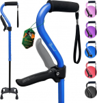 BeneCane Quad Stick teise k&auml;epidemega, reguleeritav jalutuskepp pehme pehmendusega k&auml;epidemega meestele ja naistele, kerge ja mugav, jalutuskepid 4 terava jalaga stabiilsuse tagamiseks