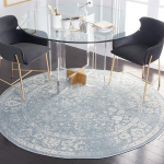 SAFAVIEH Distressed Rug for Living Room, Dining Room, Bedroom - Adirondack Collection, Short Pile, Slate and Ivory, 120 x 120 cm