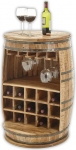 Stella Trading FIASKO Vintage Wine Barrel Bar Solid Wood Mango - Stiilne baarikapp Veinikapp koos riiulite, klaasihoidjate ja pudelikappidega - 58 x 91 x 58 cm (B x K x S)
