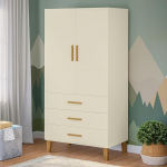 Bellabino Liri laste riidekapp - Lastetoa 2 uksega ja 3 sahtliga beež/loomulik - lastetoa kapp t&uuml;drukutele ja poistele - 183 x 56 x 90 cm (K x S x L)
