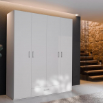 Forte ECONOBOX 2 riidekapp 178, kaasaegne kapp suure hoiuruumiga, 4 ust, komposiitpuit, valge, 177,5 cm lai, 210,5 cm k&otilde;rge, 54,2 cm s&uuml;gavus.