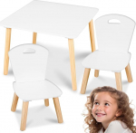 Ricokids laste laud koos 2 tooliga - laste lauatoolide komplekt - puidust MDF-plaat - lastem&ouml;&ouml;bel - kaasaegne - valge