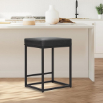ALPHA HOME Baaritooli, Counter Height Baaritooli koos jalatoega, Hommikus&ouml;&ouml;gitool PU nahast, seljatoeta, k&ouml;&ouml;k, s&ouml;&ouml;gituba, kohvik tooli sise- ja v&auml;litingimustes kasutamiseks (must)