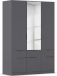Rauch M&ouml;bel Dundee garderoobikapp, garderoobikapp, organiseerija, 3 ust, peegliga, 6 sahtlit suurema hoiuruumi jaoks, v&auml;rv hall metalne, must, l&uuml;hike k&auml;epideme riba, hall metalne, 136 x 197 x 54 cm.