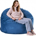 VEVOR &uuml;mmargune Bean Bag istmepadi t&auml;iskasvanutele (1168 x 1168 x 635 mm), eemaldatava ja pestava kattega, t&auml;idetud hollandi sametiga ja suure tihedusega vahuga, magamistoas sinine