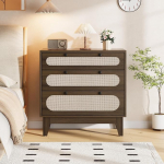 Rattan Sideboard kapp 3 sahtlit, Vintage Sideboard puidust sahtli kapp Buffet, Highboard sahtli kapp magamistoas, s&ouml;&ouml;gituba, elutuba, koridor, 80 x 40 x